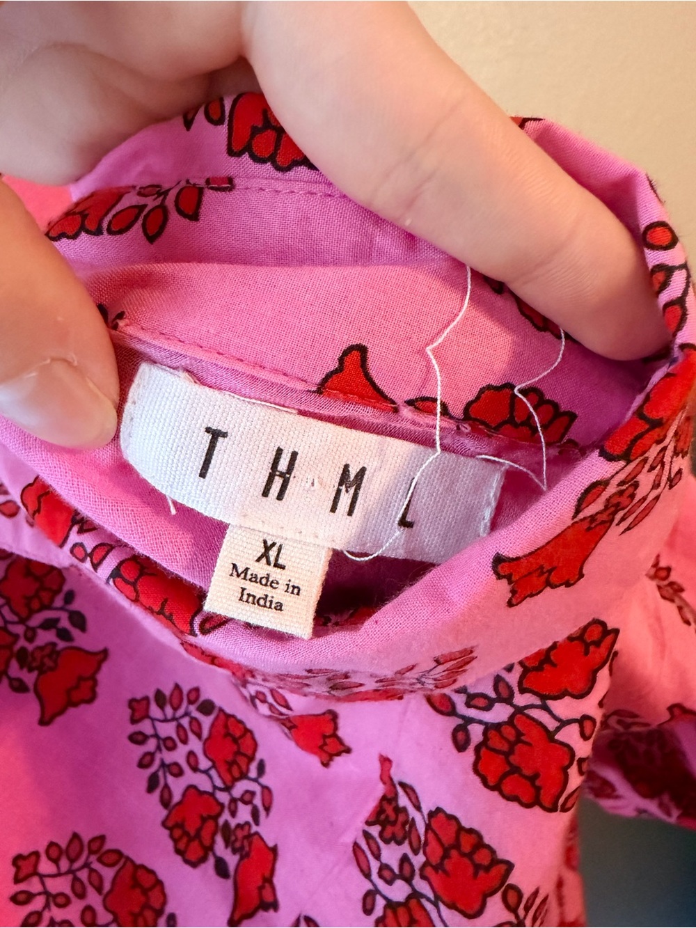 THML Pink Floral Tiered Shirt Dress size XL - Picture 9 of 9